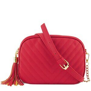 4400 Simple Shoulder Bag Crosbody with Metal Chain Strap and Tassel Top